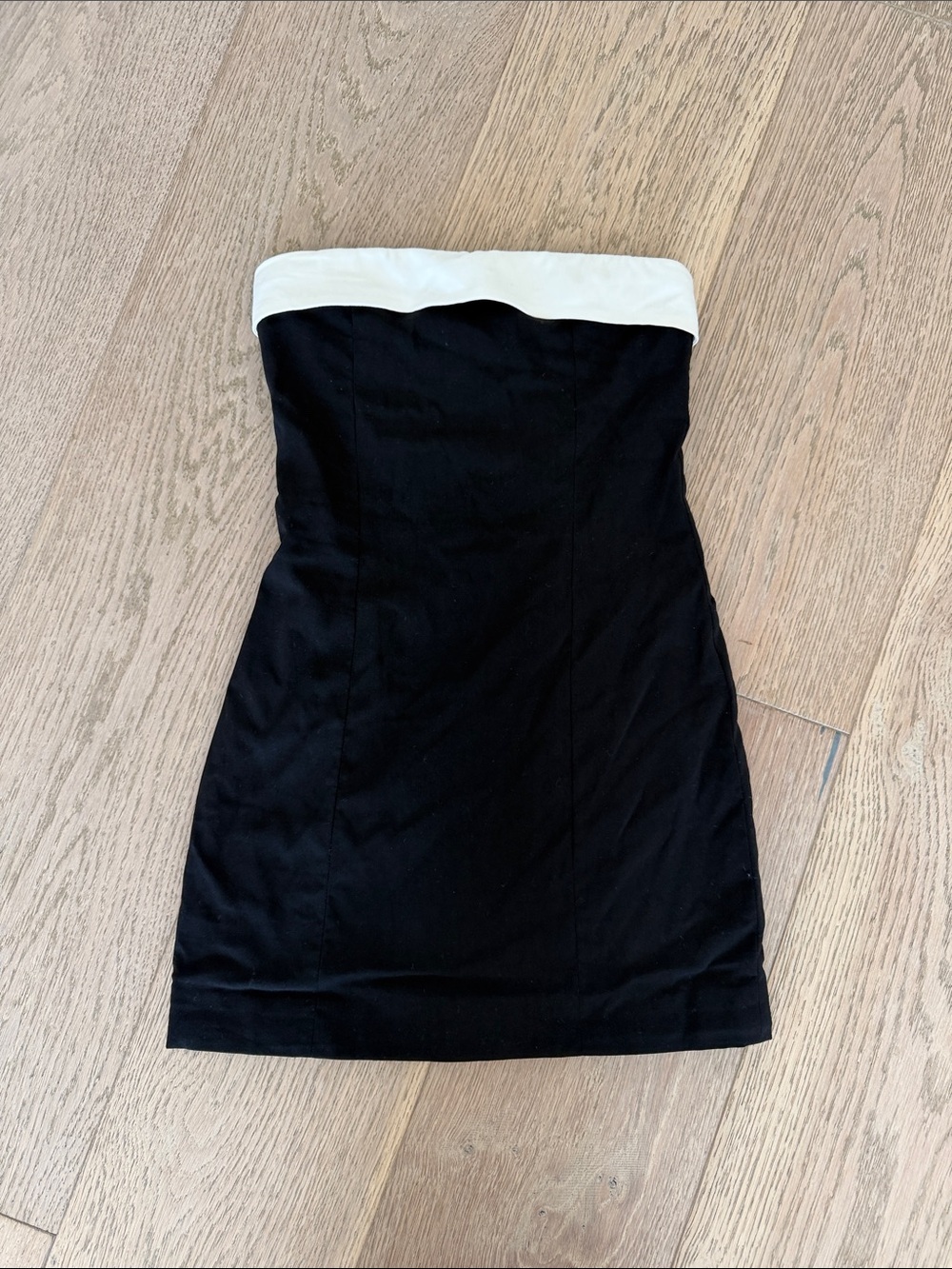 Katie J NYC Black Strapless Dress with White Trim